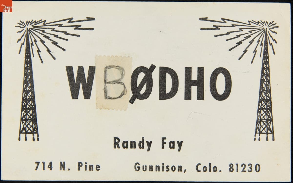 QSL Card from WB0DHO (Randy Fay, Gunnison, Colorado) to W6DQZ (Hamid Durmisevich, Los Angeles, California), August 5, 1971