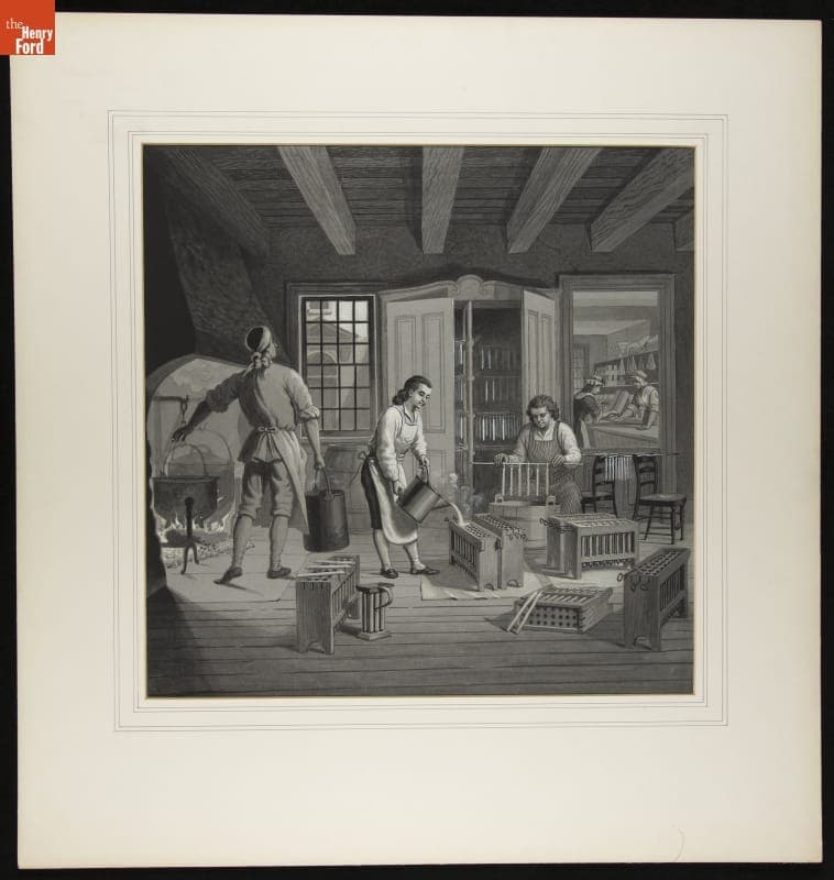 "Franklin Working with Tallow Chandler," Drawing for Magic Lantern Slide, 1902-1903