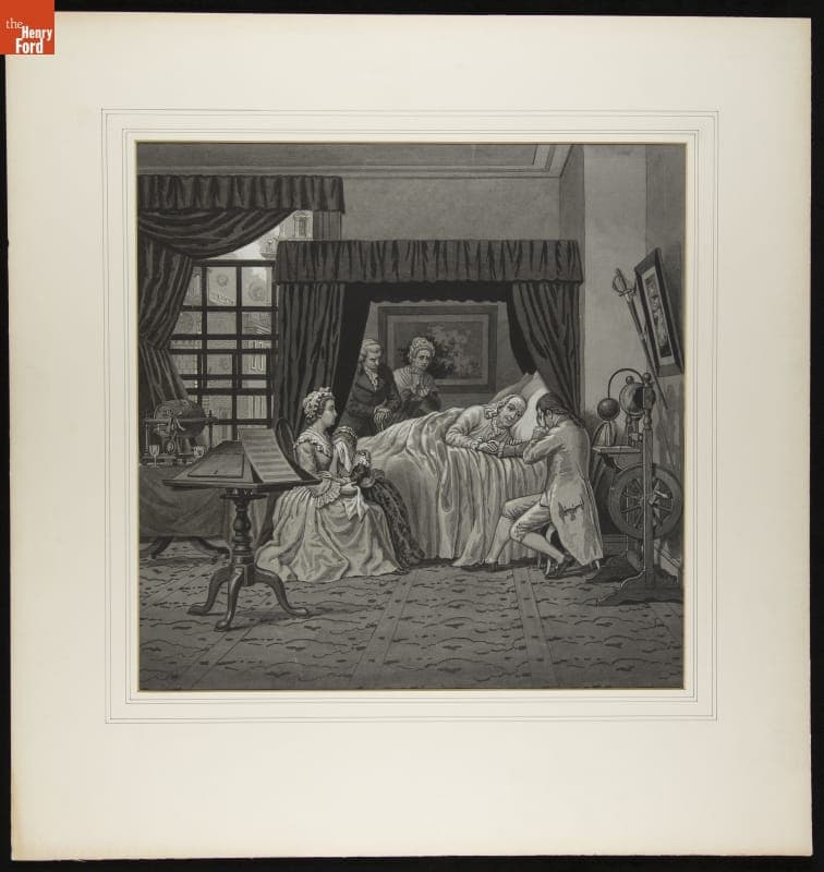 Benjamin Franklin's Last Moments, Death Bed Scene, Drawn for a Magic Lantern Slide, 1902-1903