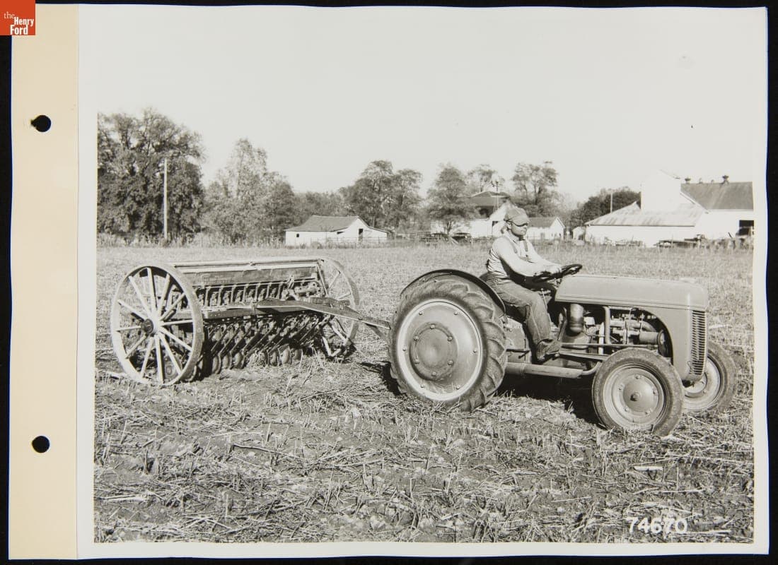 Ford-Ferguson 9N Tractor with Oliver Farm Equipment Company Grain Drill, November 29, 1940