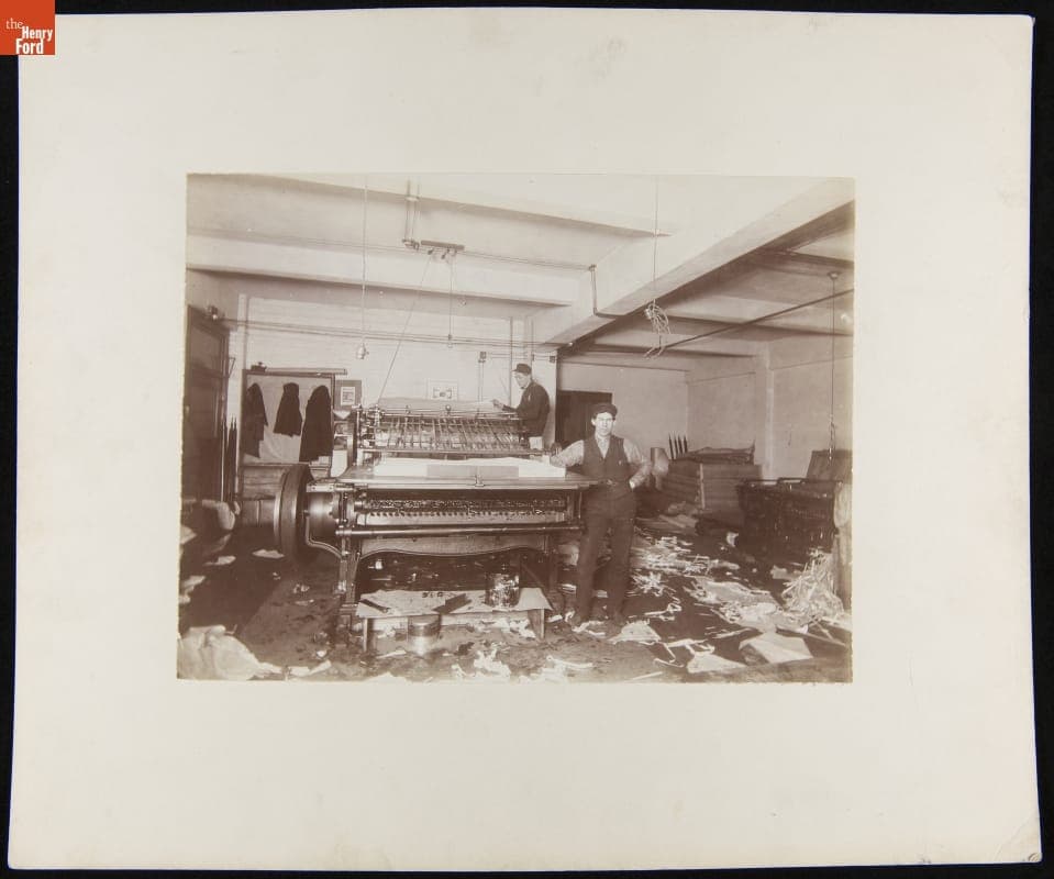Men Working at a Newspaper Printing Press, Cleveland, Ohio, circa 1880