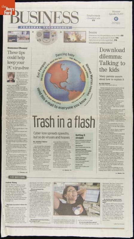 The San Diego Union Tribune, Five Questions for Andrew Huang, September 15, 2003