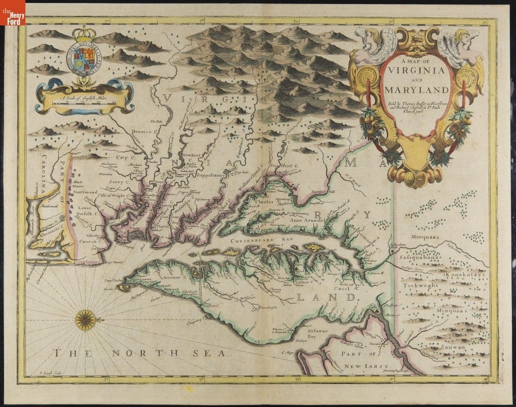 "A Map of Virginia and Maryland" from John Speed's Atlas, 1676