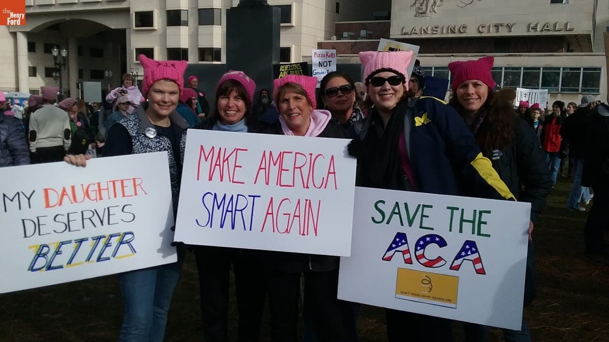 "Hats and Signs," at the Women's March in Lansing, Michigan, January 21, 2017