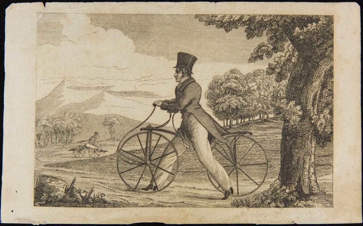 Man Riding a Velocipede, circa 1819