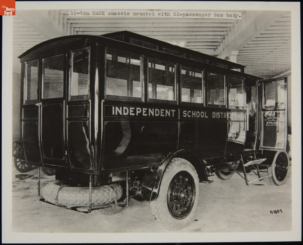 Mack Model AB 1.5-Ton Motor Bus Being Used by Independent School District, Duluth, Minnesota, 1920