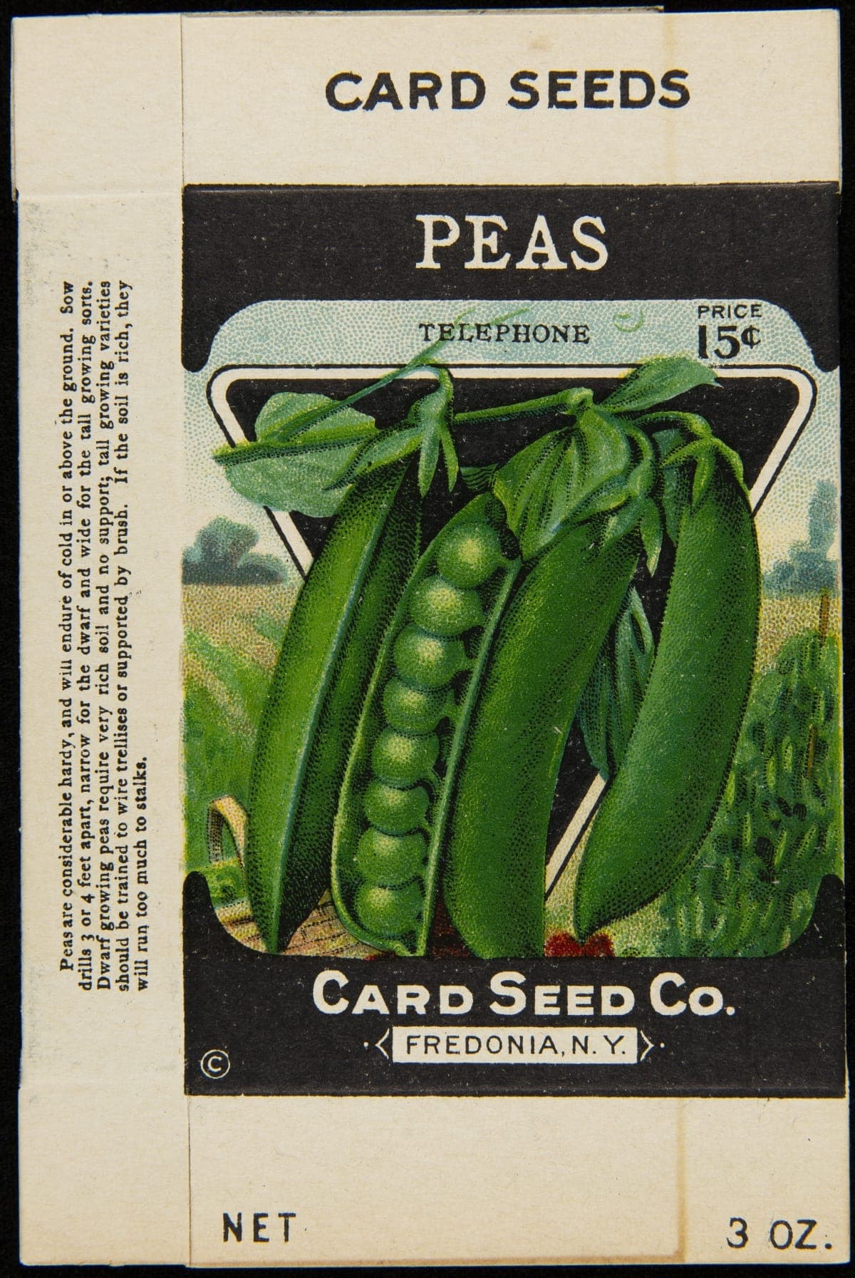 Card Seed Company "Peas" Seed Packet, 1912-1920