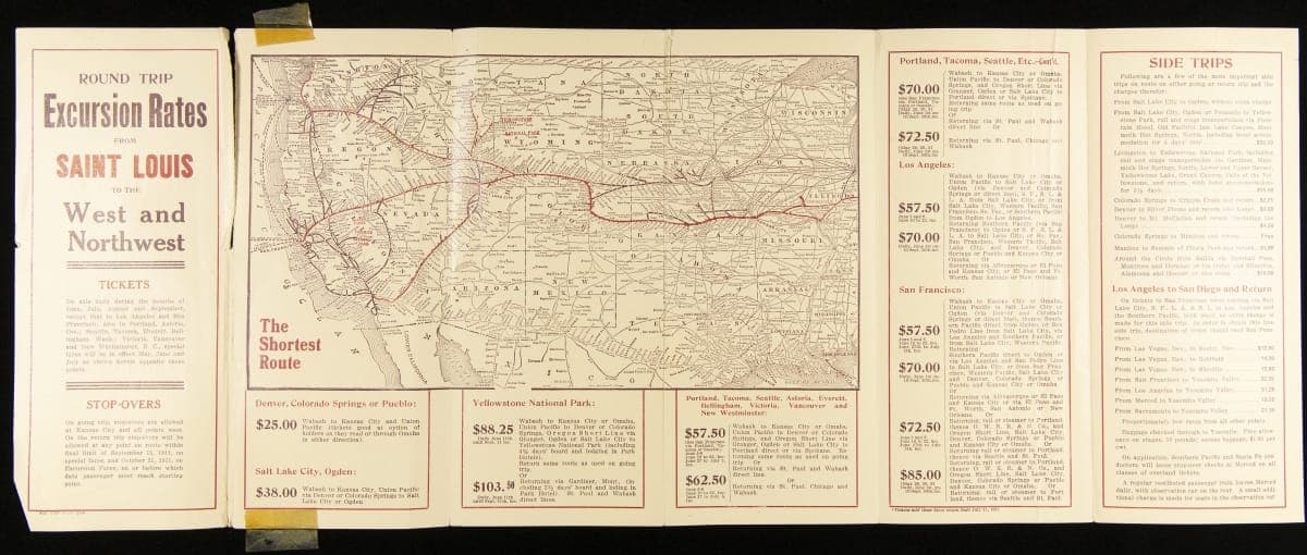 Special Low Excursion Rates and Double Daily Train Service to Colorado, Utah, California, Oregon, Washington, and Yellowstone National Park, 1911