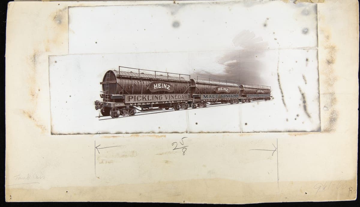 Process Photograph, H. J. Heinz Company, Vinegar Tank Railroad Car, circa 1910