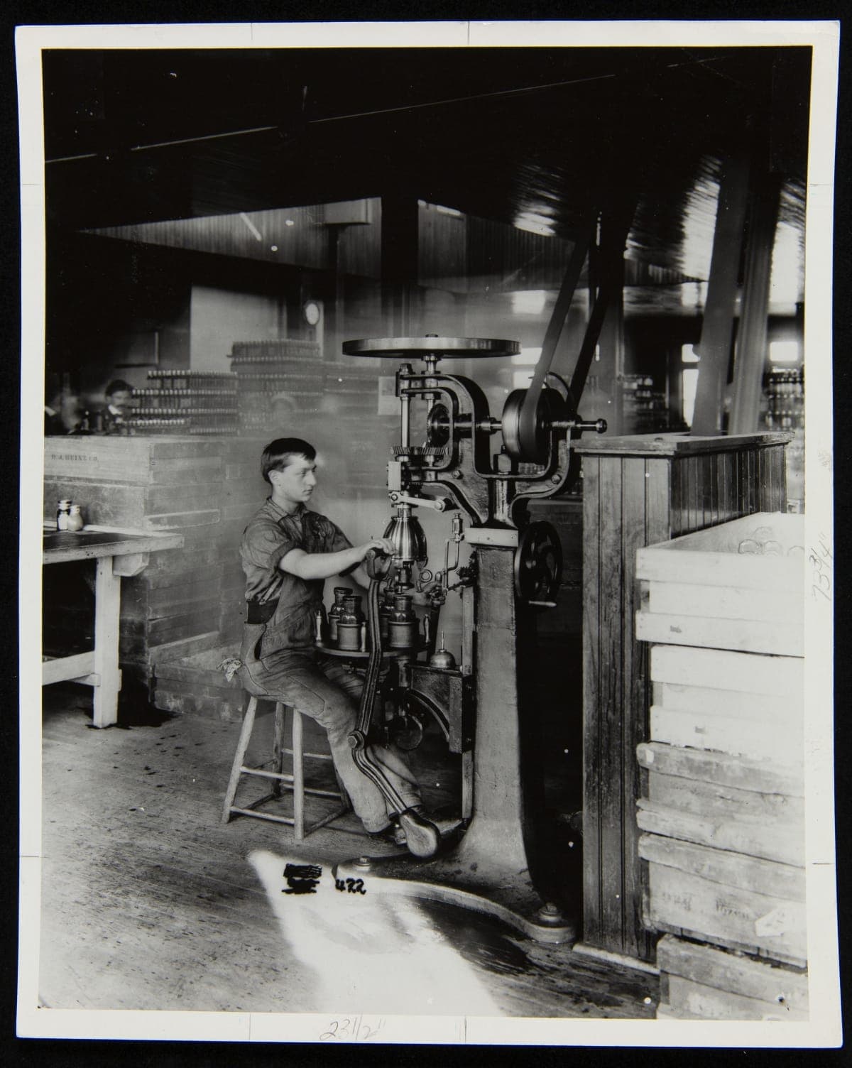 Employee Using Bottle Capping Machine, H. J. Heinz Company, Pittsburgh, Pennsylvania, 1901