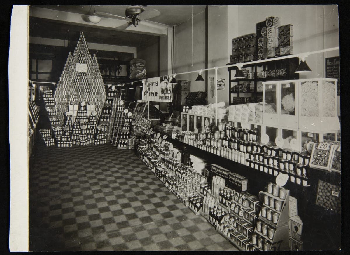 Meat Market Grocery Store Display of Heinz Products, Sandusky, Ohio, circa 1929