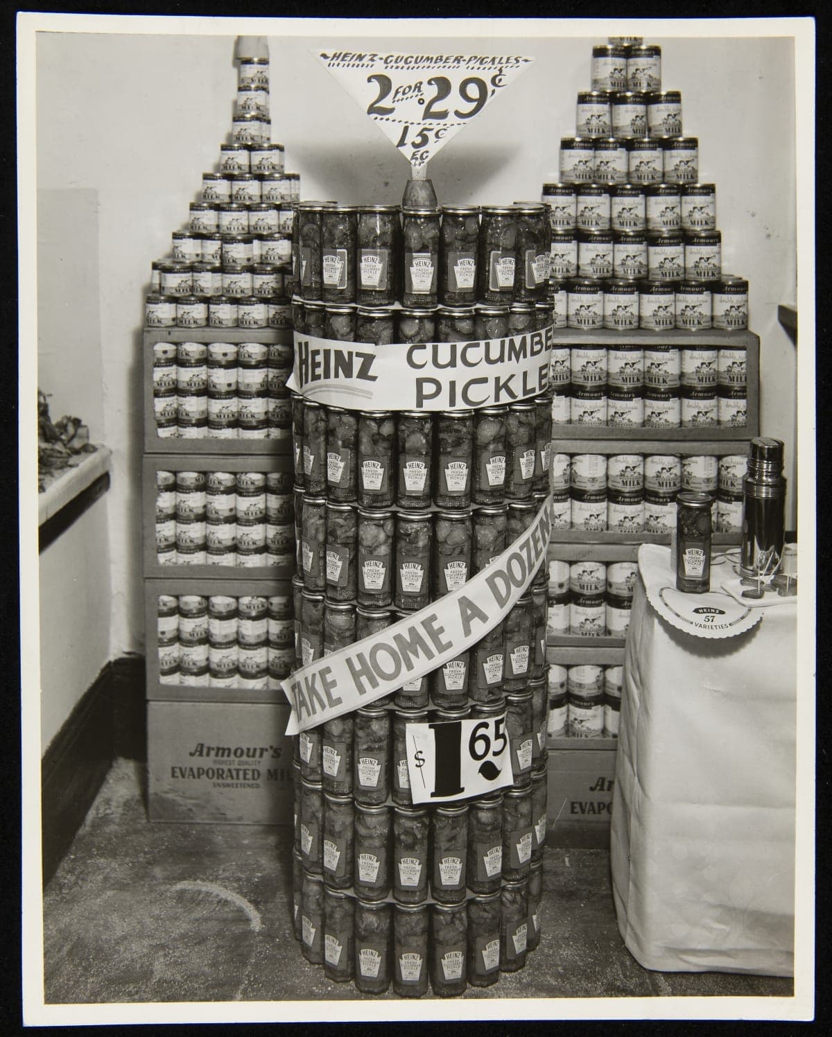 Cylindrical Display of Heinz Fresh Cucumber Pickles, Knoxville, Tennessee, circa 1930