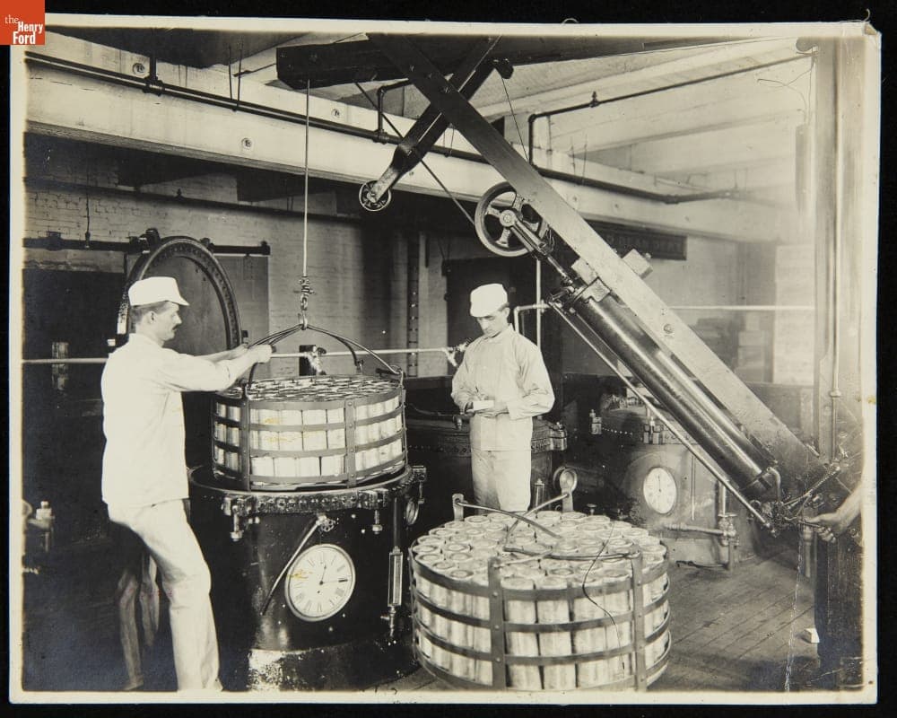 Employees Sterilizing Cans in the Baked Beans Department, H. J. Heinz Company Main Plant, Pittsburgh, Pennsylvania, circa 1920