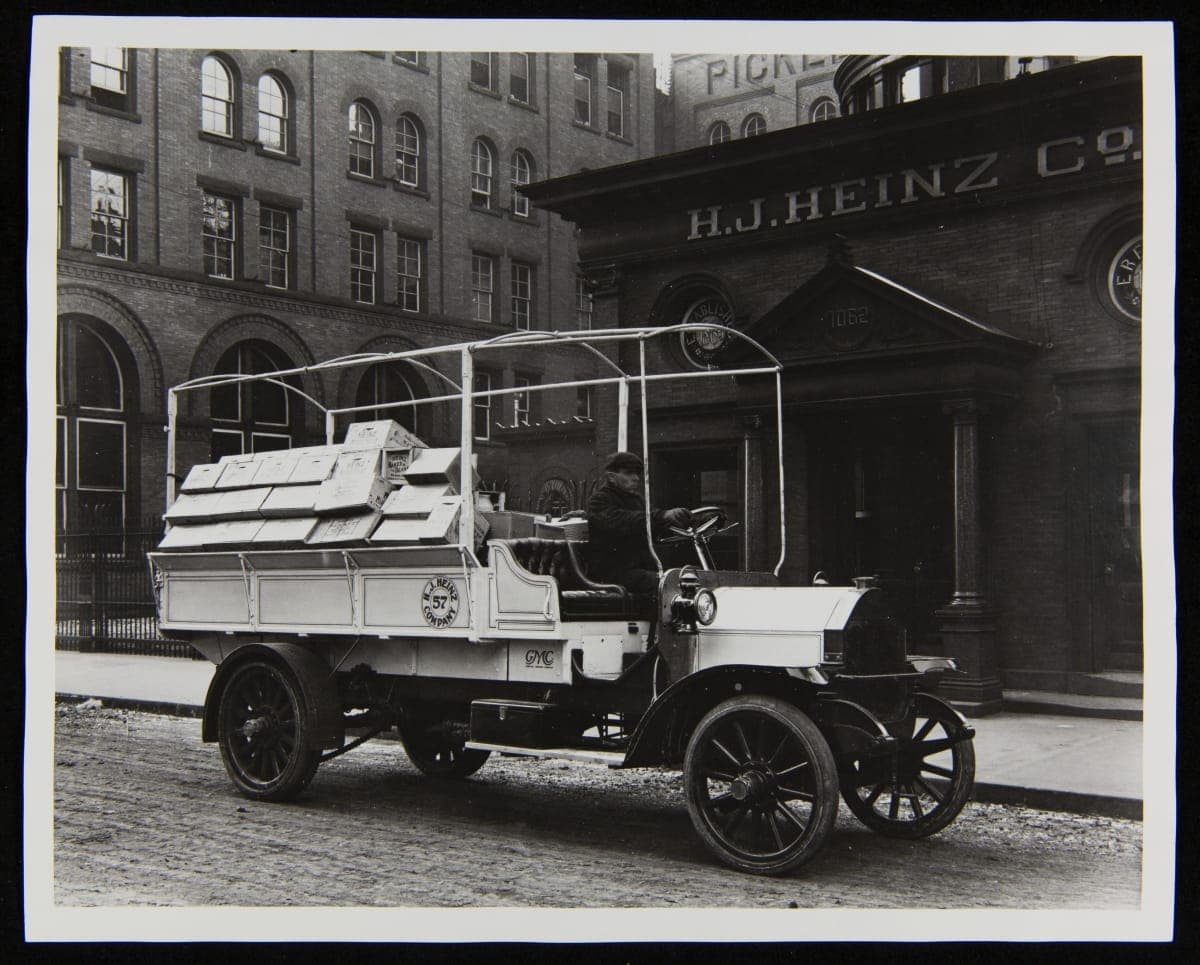 Heinz Truck and Driver outside Main Plant's Time Office, Pittsburgh, Pennsylvania, 1911