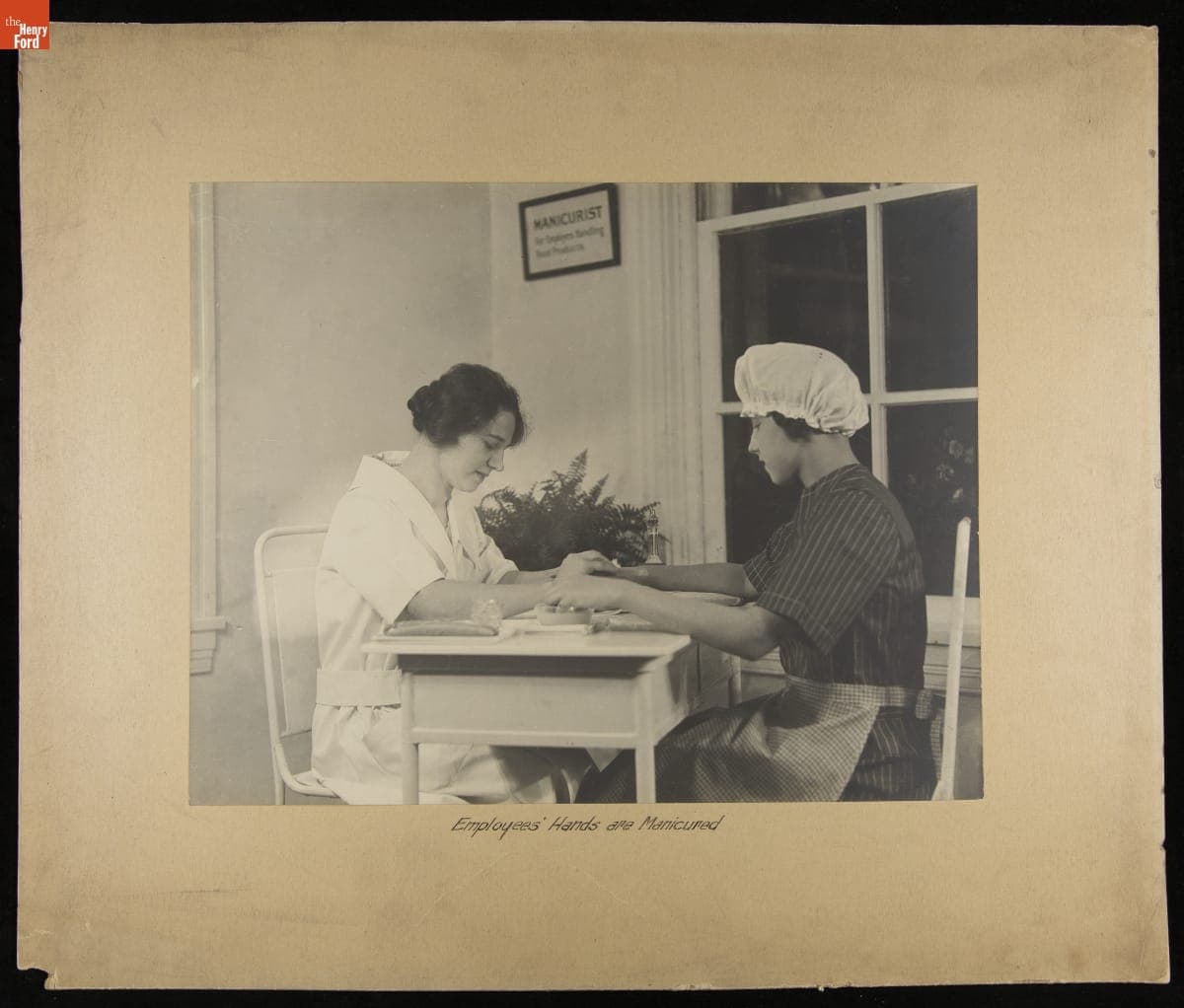 Employee Receiving a Manicure at Heinz Main Plant, Pittsburgh, Pennsylvania, circa 1915