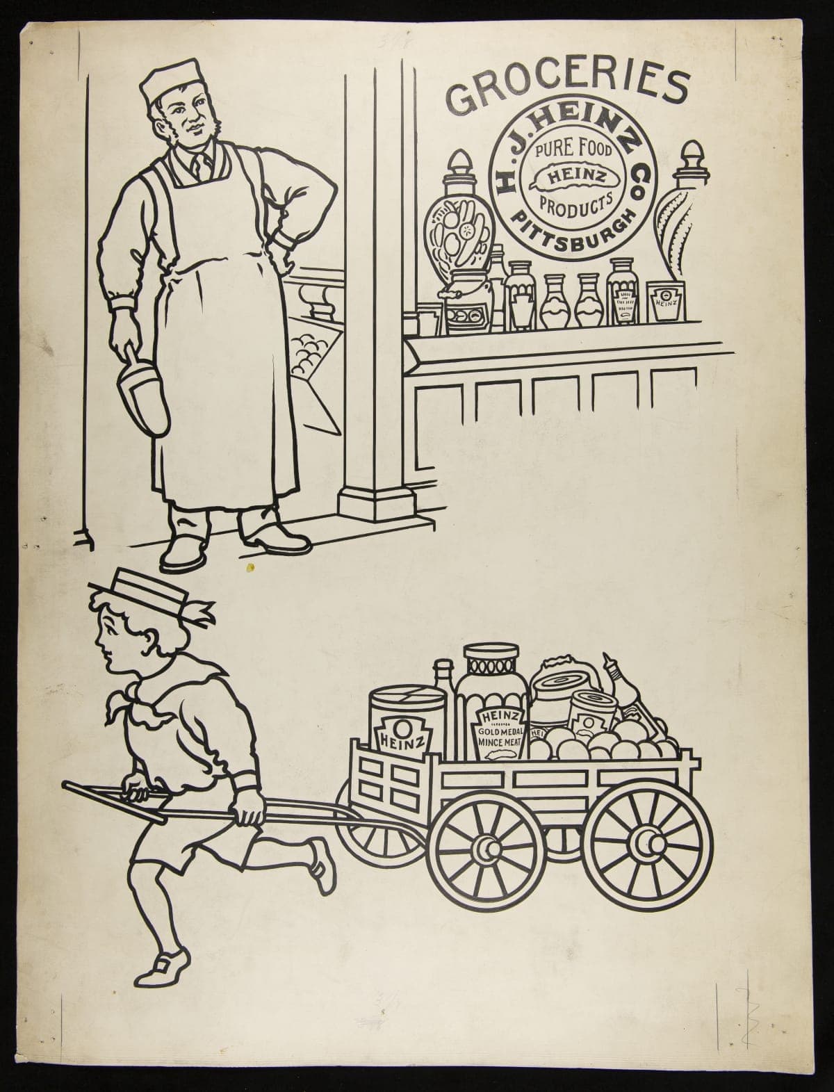 Layout for H. J. Heinz Company Coloring Book Page, circa 1910