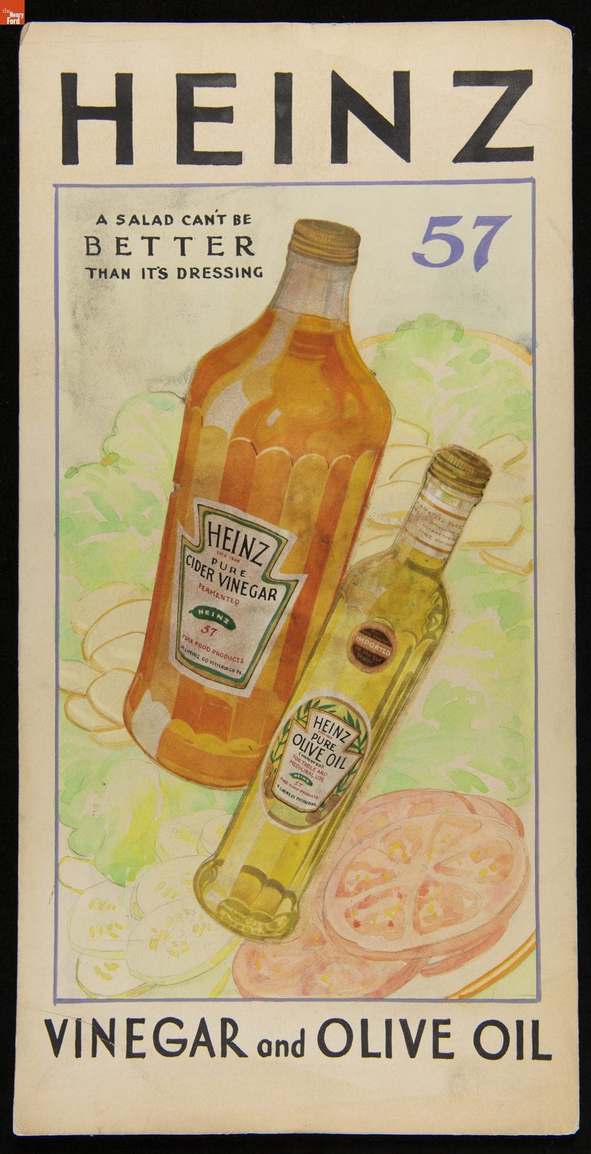 Advertising Layout for Heinz Vinegar and Olive Oil, 1920-1930