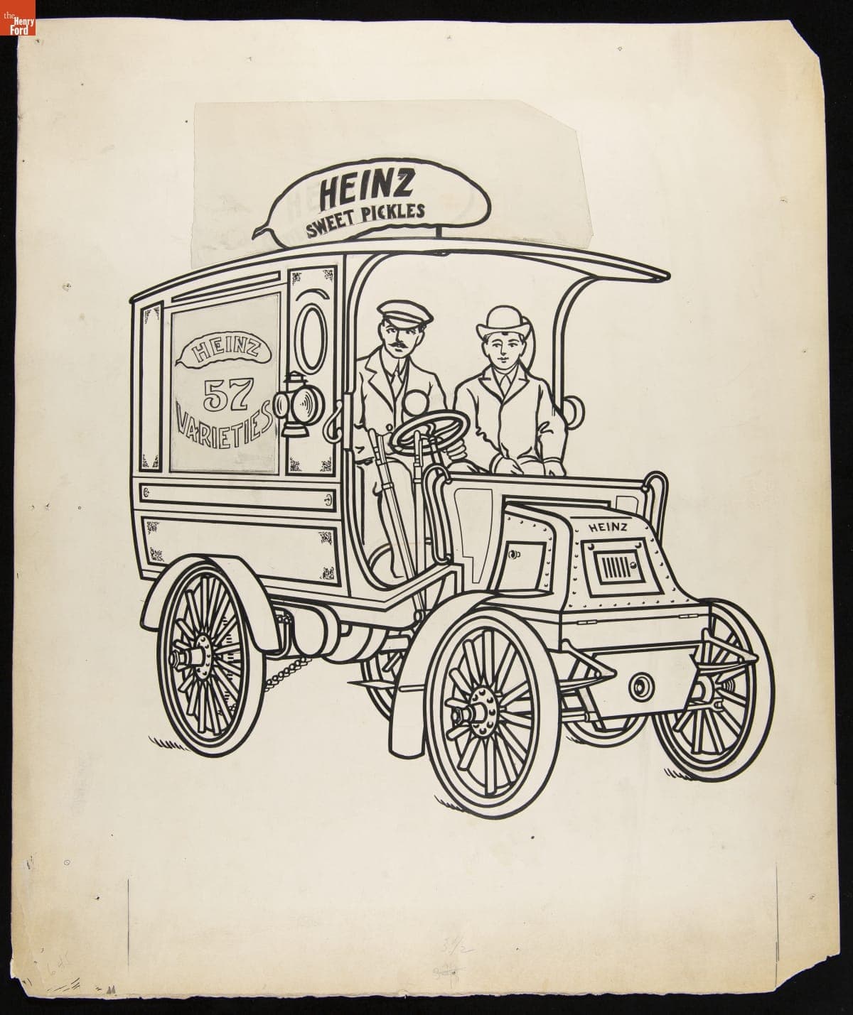 Line Drawing of a Heinz "Sweet Pickles" Delivery Truck, circa 1915
