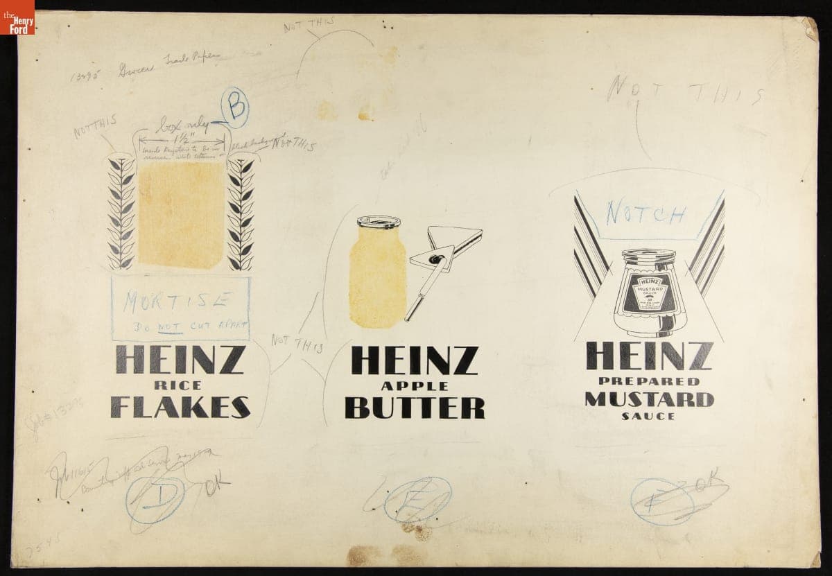 Advertising Layout Drawing for Heinz Products, 1920-1930