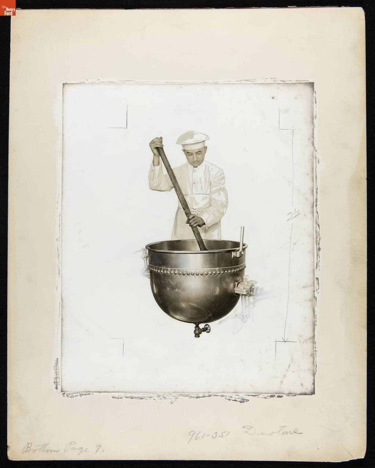 Advertising Layout Photograph of Heinz Employee Stirring Preserves, circa 1910