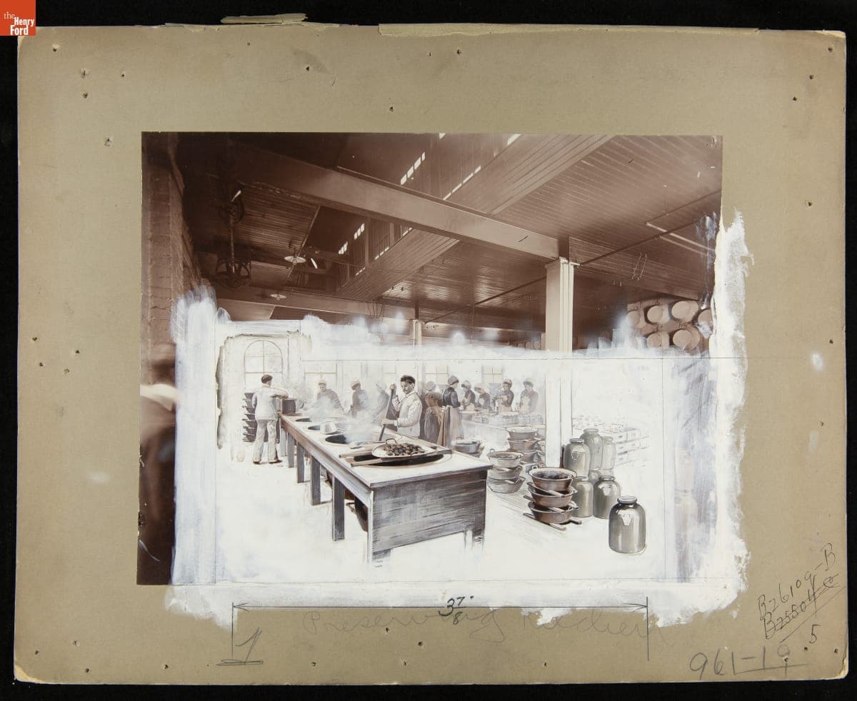 Advertising Layout Photograph of Heinz Employees in the Preserves Department, circa 1910