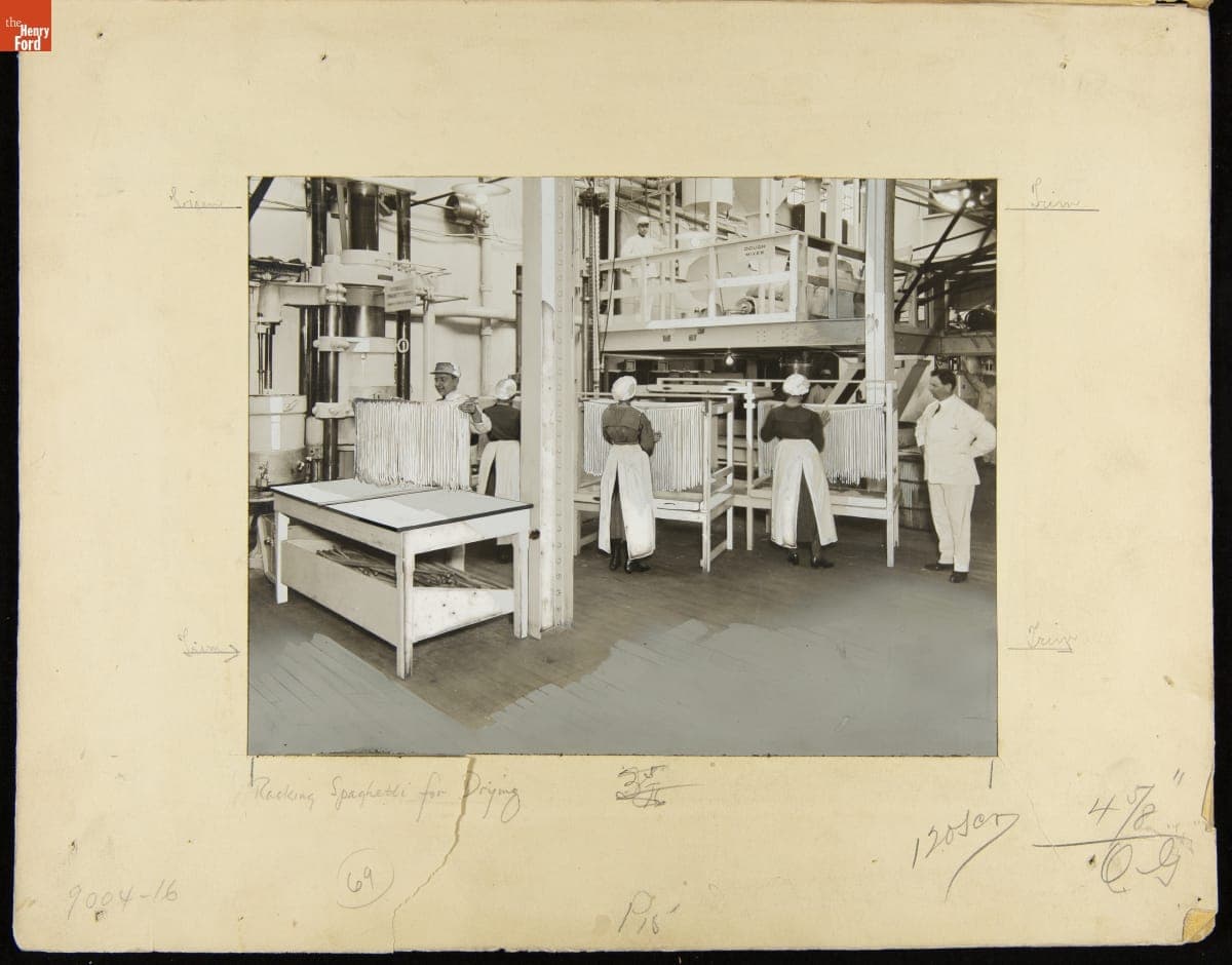 Advertising Layout Photograph of Heinz Employees Drying Spaghetti, 1922