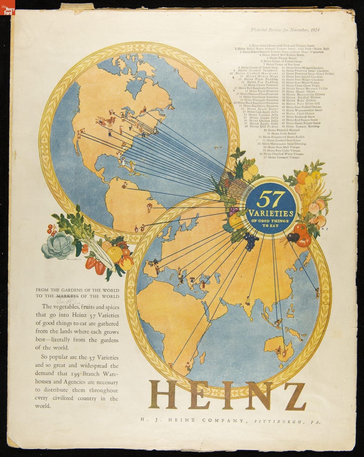 Heinz Company Advertisement, "From the Gardens of the World, to the Tables of the World," November 1924