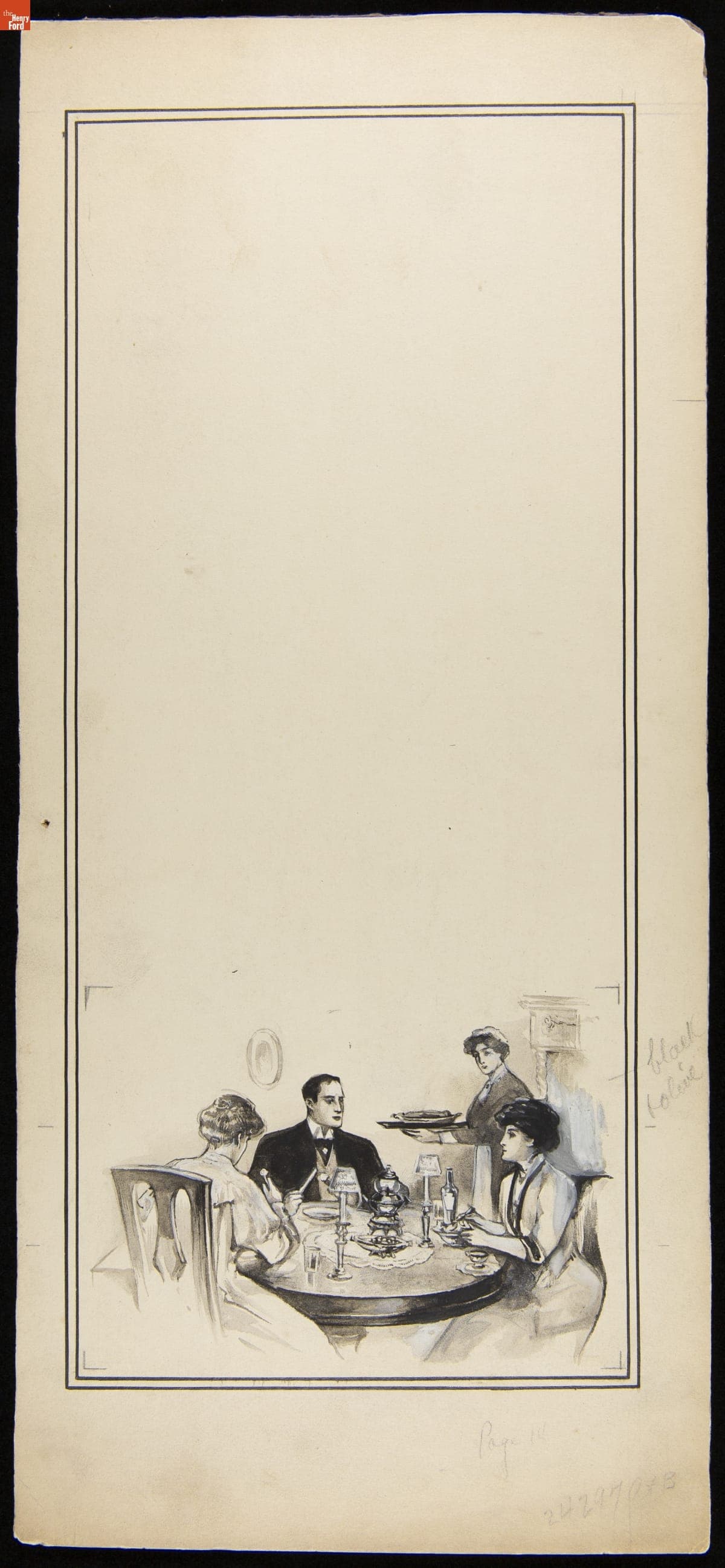 Advertising Layout Drawing of People Dining and Using a Heinz Product, circa 1915