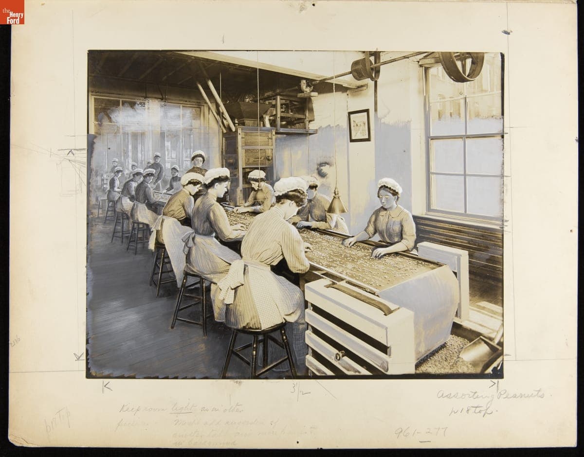 Advertising Layout Photograph of Heinz Employees Sorting Peanuts, April 29, 1912