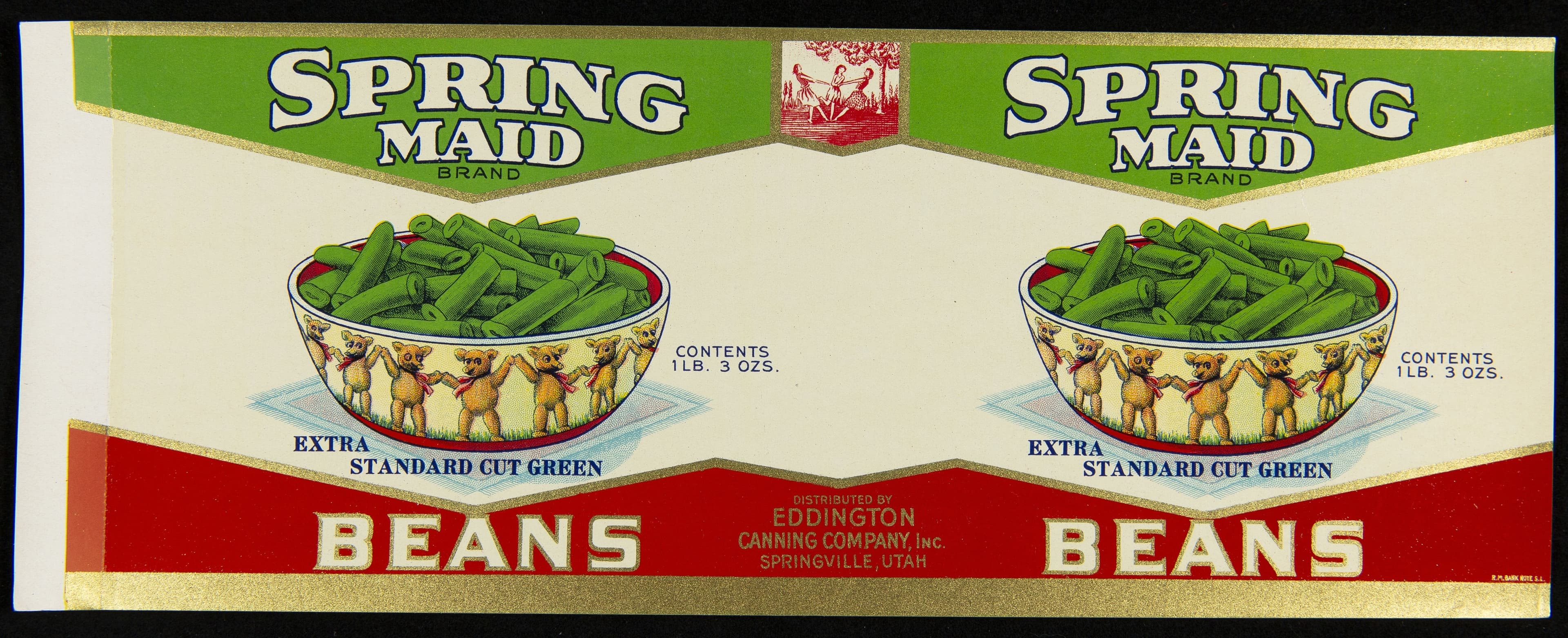 Can Label, "Spring Maid Brand Cut Green Beans," 1904-1958