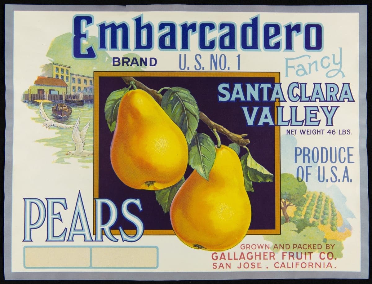 Crate Label, "Embarcadero Brand Pears," 1931