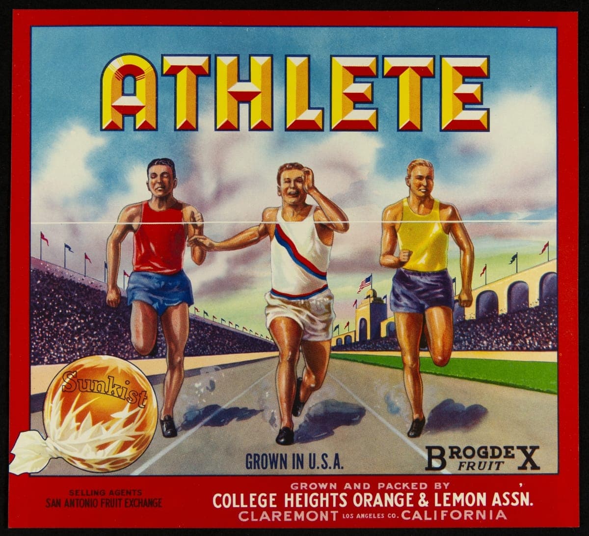 Crate Label, "Athlete Brand Fruit," 1930-1939