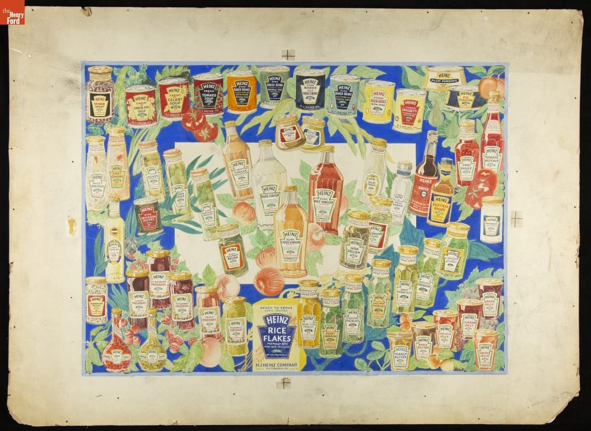 Advertising Illustration Showing Various Heinz Products, 1910-1925
