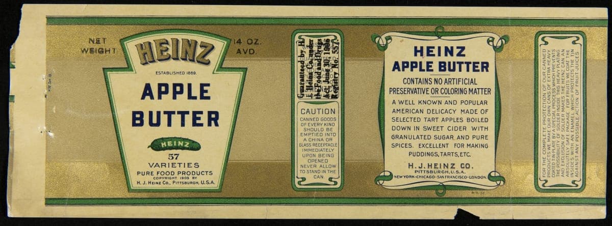 Can Label, "H. J. Heinz Brand Apple Butter," circa 1910
