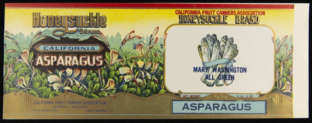 Can Label, "Honeysuckle Brand Asparagus," circa 1910
