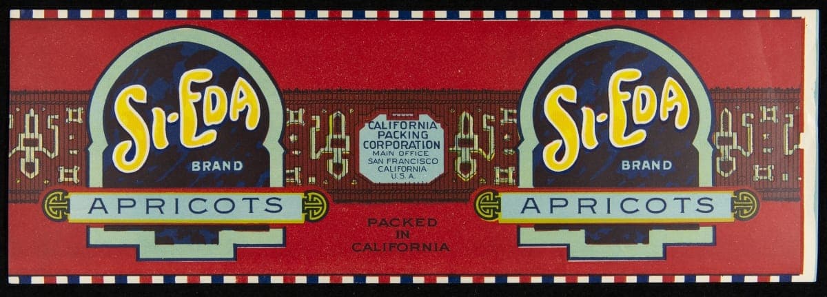 Can Label, "Si-Eda Brand Apricots," circa 1910