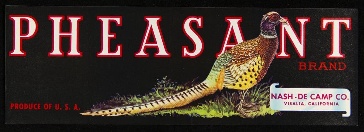 Crate Label, "Pheasant Brand Product," 1940-1950
