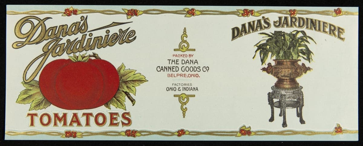Can Label, "Dana's Jardiniere Brand Tomatoes," 1912-1920