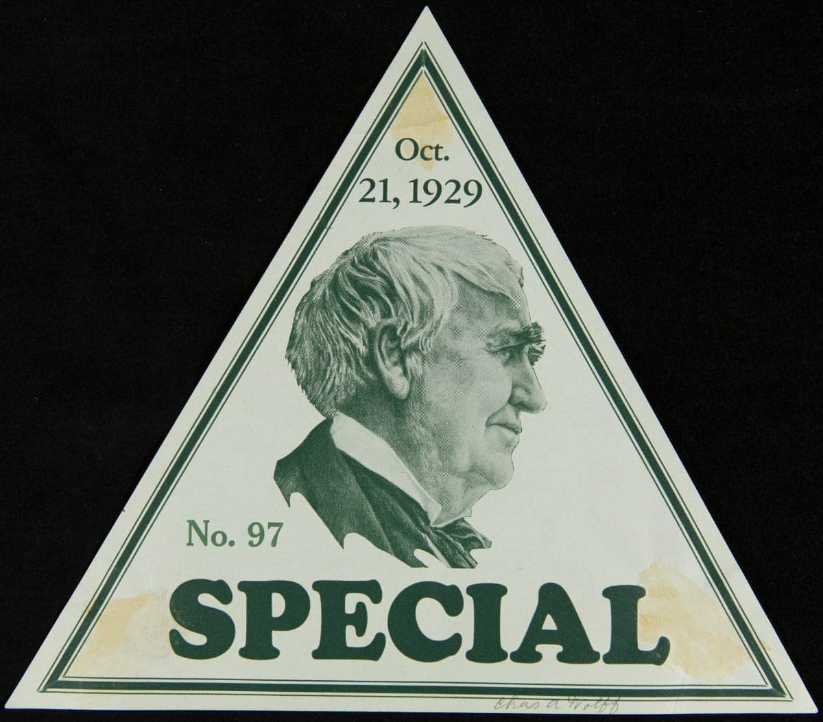 No. 97 Special Automobile Window Sign for Light's Golden Jubilee, October 21, 1929