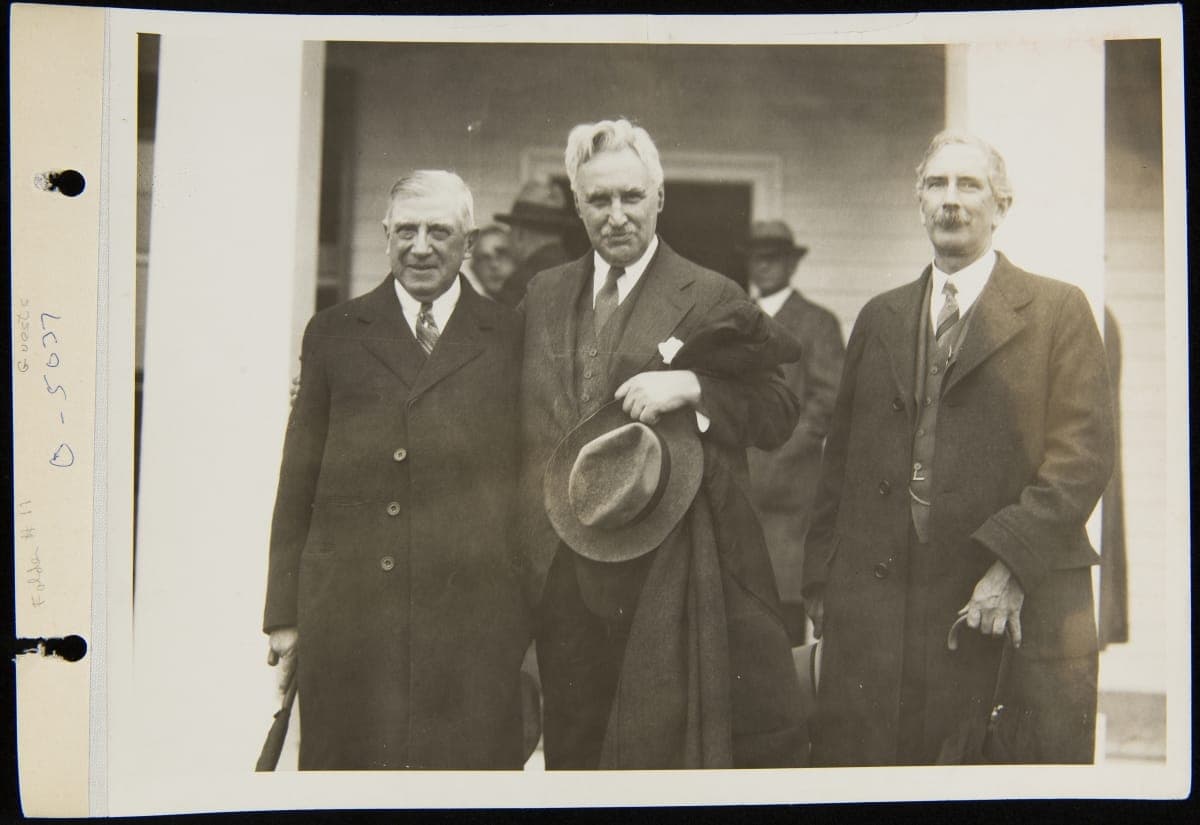 Charles M. Schwab, Congressman Charles A. Eaton, and Dr. Charles G. Abbot at Eagle Tavern, October 21, 1929
