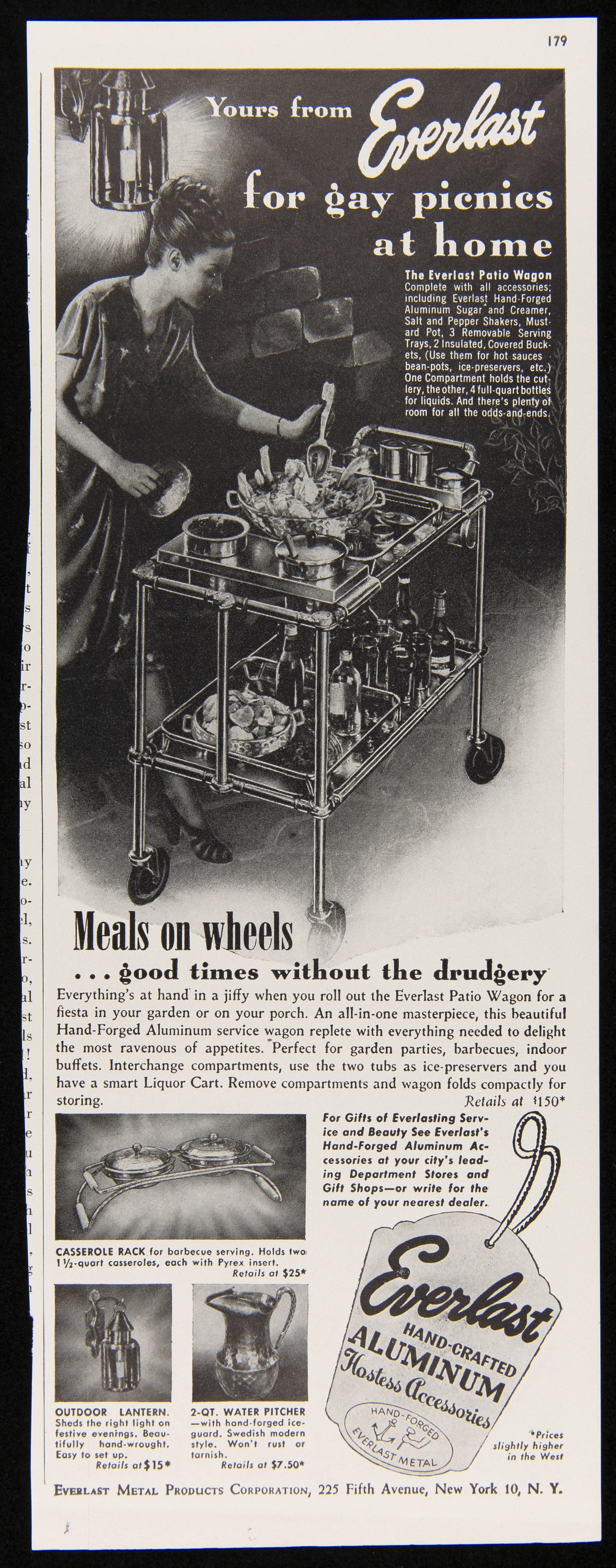 Everlast Aluminum Advertisement, "Yours from Everlast, for Gay Picnics at Home," October 1949