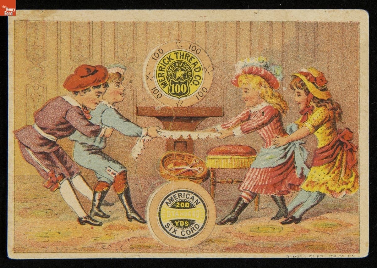 Trade Card for Six Cord Soft Finish Spool Cotton, Merrick Thread Co., 1880-1900