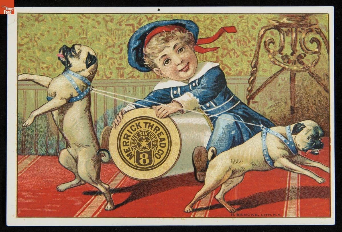 Trade Card for Six Cord Soft Finish Spool Cotton, Merrick Thread Co., 1880-1900