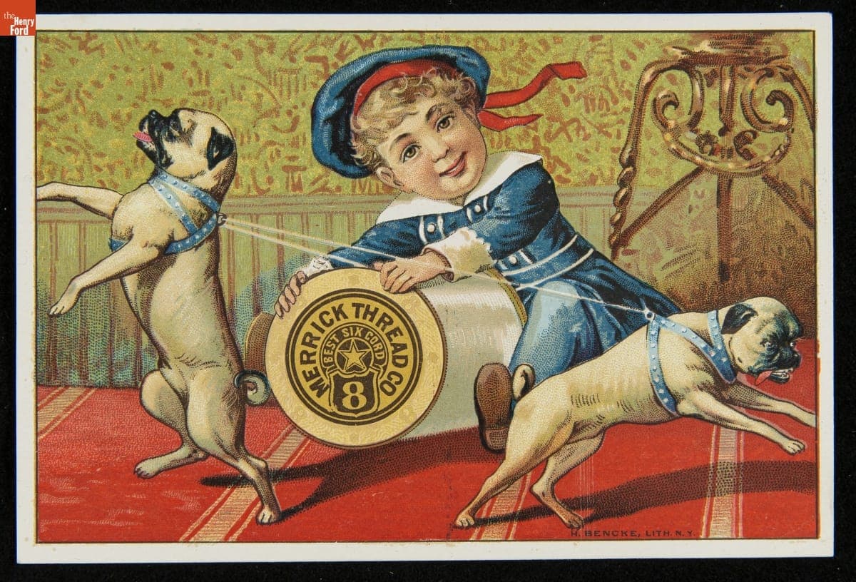 Trade Card for Six Cord Soft Finish Spool Cotton, Merrick Thread Co., 1880-1900