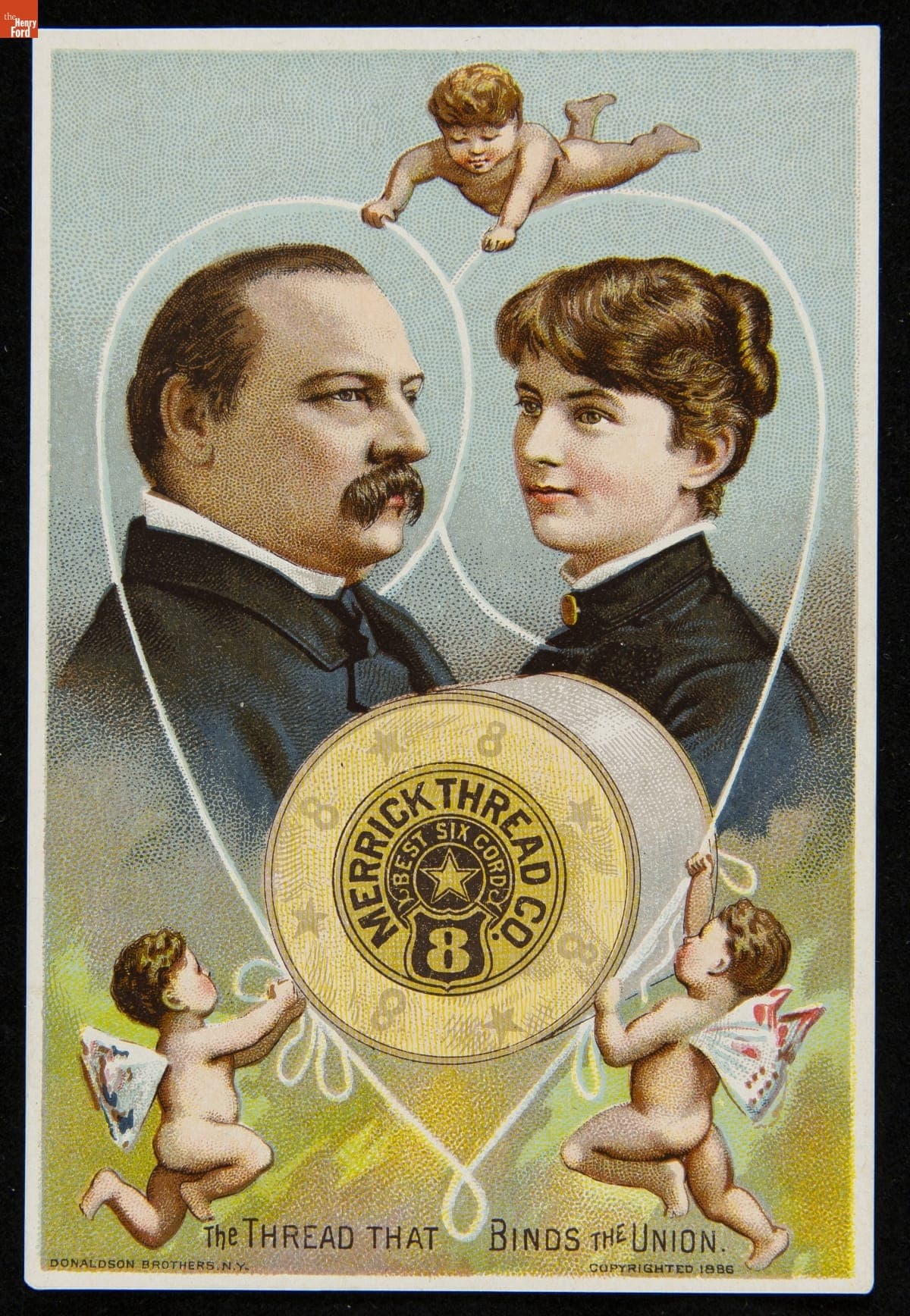Trade Card for Six Cord Soft Finish Spool Cotton, Merrick Thread Co., 1886