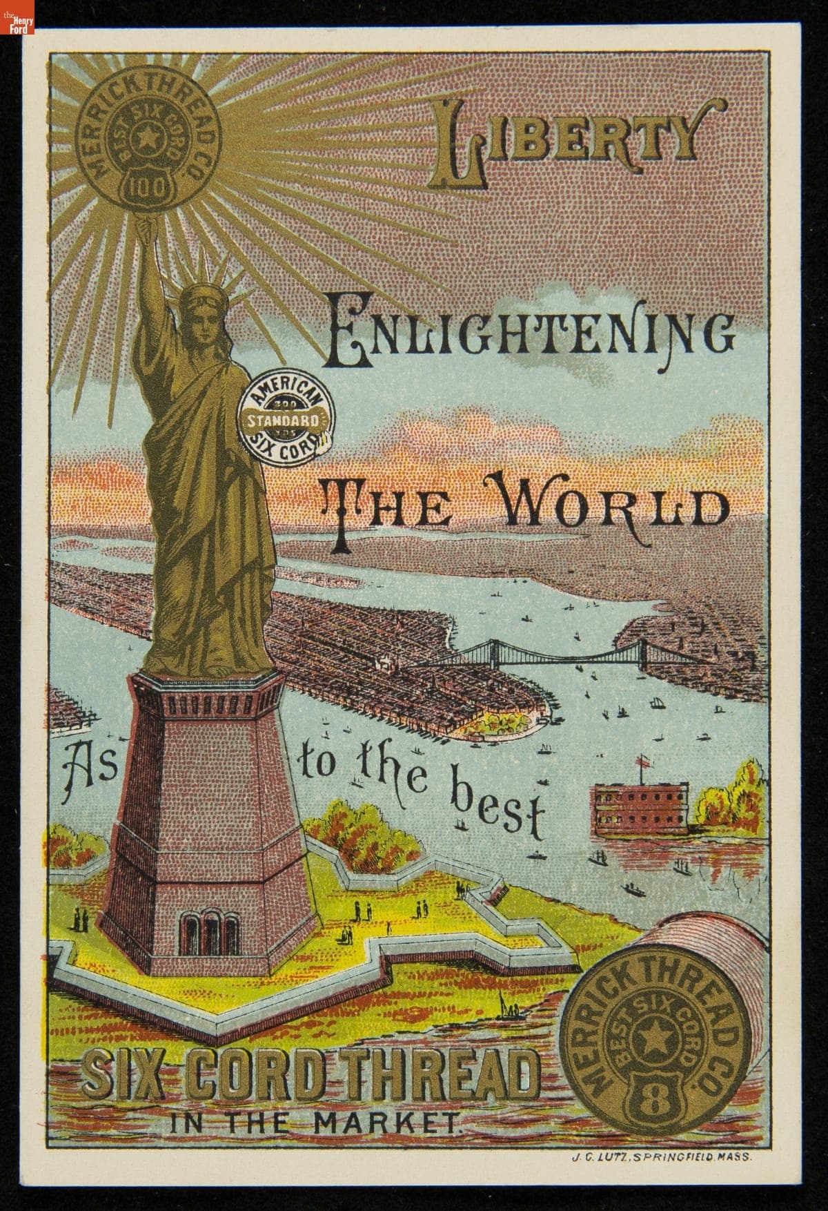 Trade Card for Six Cord Soft Finish Spool Cotton, Merrick Thread Co., circa 1886