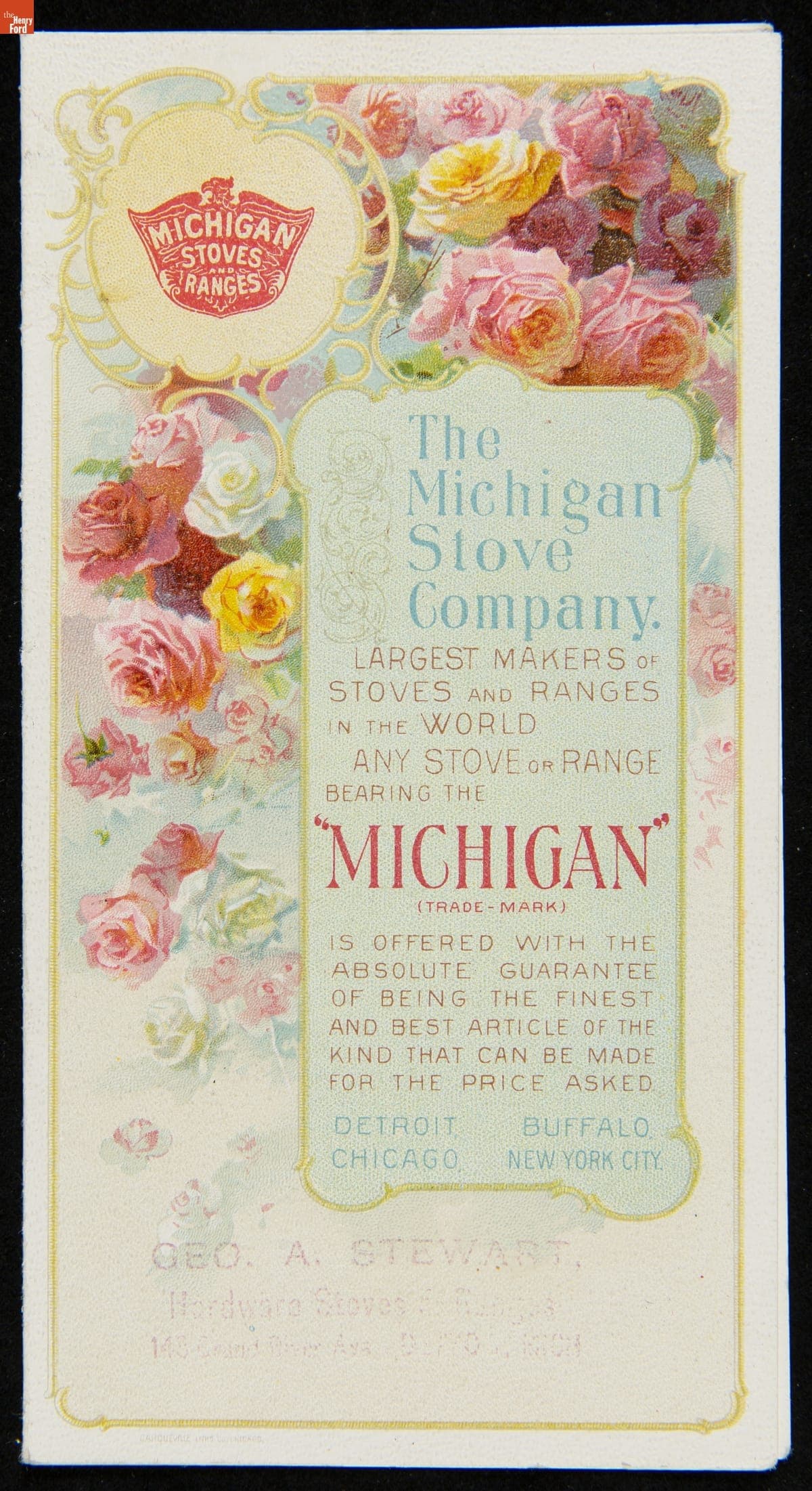 Trade Card for Michigan Stoves and Ranges, Michigan Stove Co., 1880-1900
