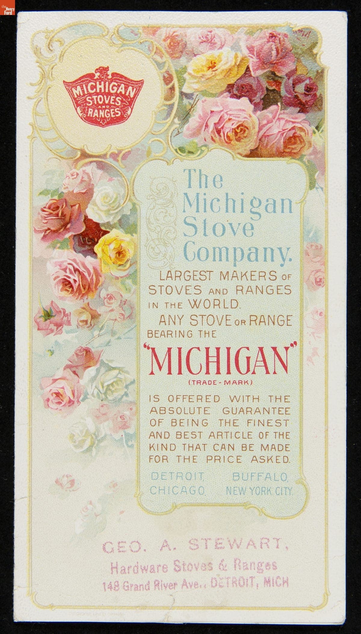 Trade Card for Michigan Stoves and Ranges, Michigan Stove Co., 1880-1900