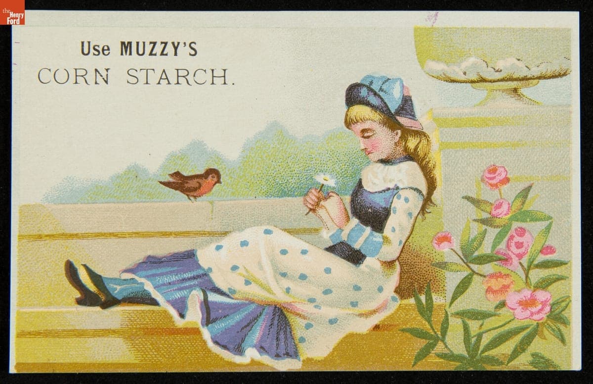 Trade Card for Muzzy's Corn Starch, Muzzy Starch Co., 1880-1900
