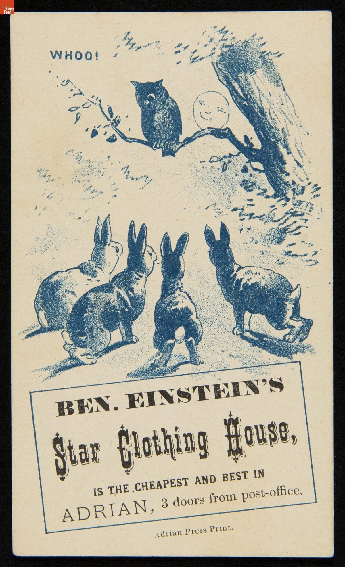 Trade Card for the Star Clothing House, 1876-1900